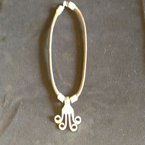 Sterling silver pendant and leather necklace